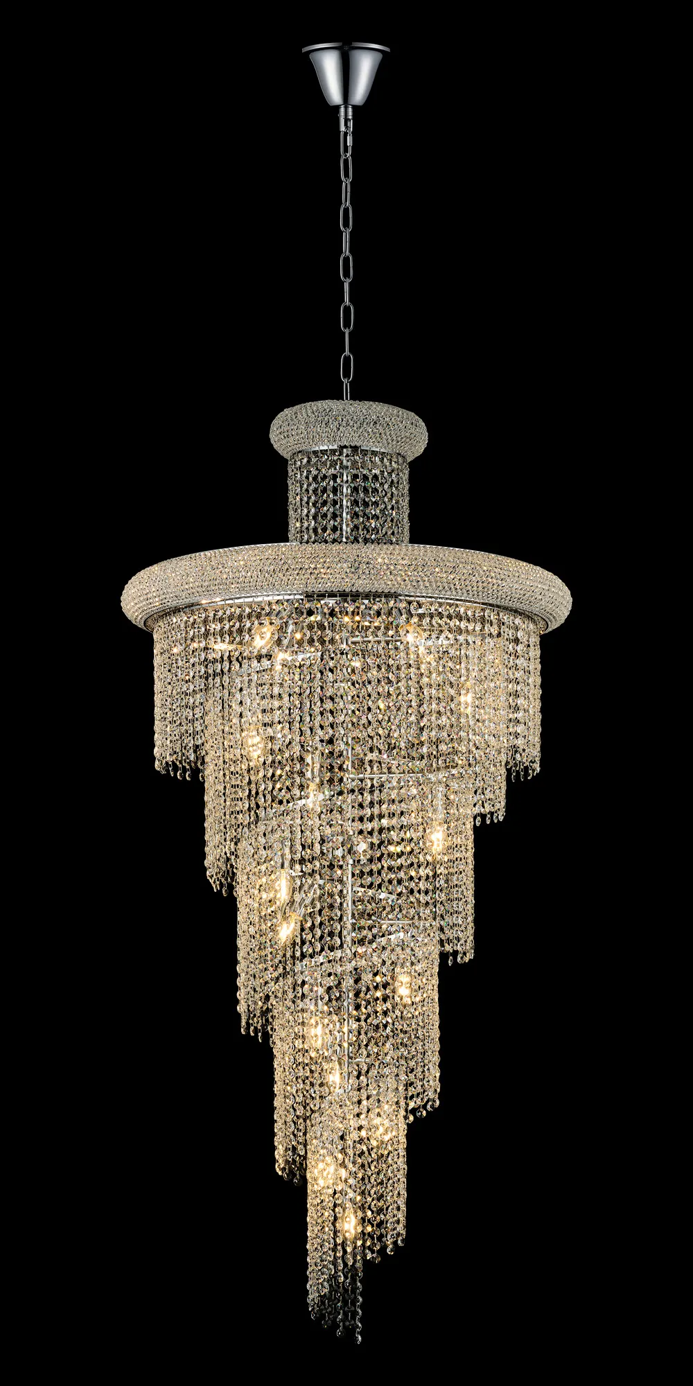Alexandra Polished Chrome Crystal Ceiling Lights Diyas Statement Crystal Fittings